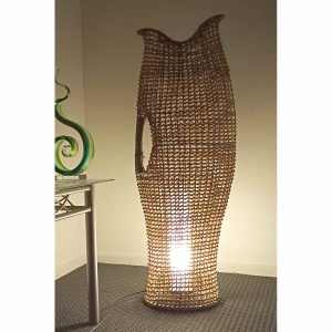 Artistic Natural woven Fish Floor Lamp