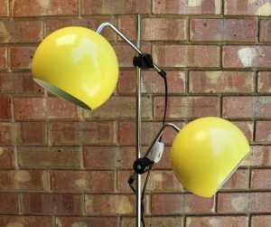 Vintage Mid Century Danish Yellow Floor Lamp