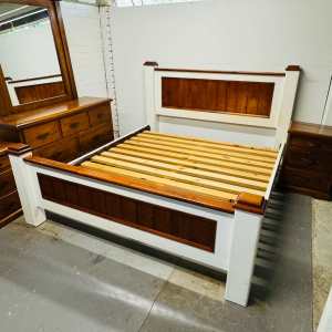 King bed frame K4303 white paint solid timber (Delivery for extra) U