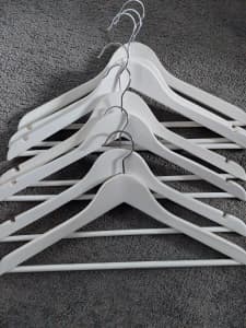 Coat and Clip Hangers (Wood and White , Bulk or Batch)