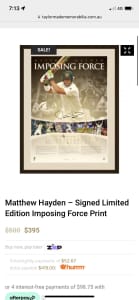 Matthew Hayden - Signed Limited Edition Imposing Force - Framed