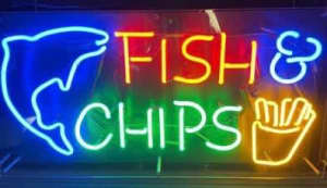 Fish n chips - genuine neon sign with blinker