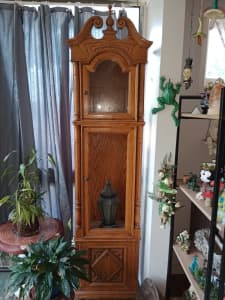 American oak grandfather clock cabinet no clock 