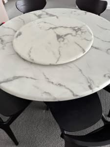 Marble dining table and chairs