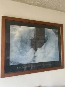 Lighthouse storm framed print