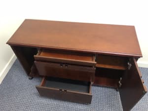 Polished timber side cabinet desk