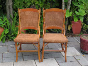 Art Deco pair rattan/bentwood chairs, unique design, perfect condition