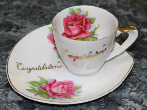 BRAND NEW CELEBRATORY TEA CUP & SAUCER SET - $20 FOR THIS WEEK ONLY!