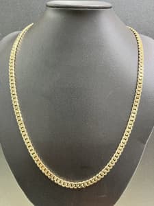 9ct gold curb Cuban link chain necklace 52.7 grams 60.5cm 6mm wide NEW