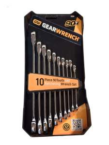 Gearwrench 10 piece ratcheting spanner 90 tooth SAE reversible wrench