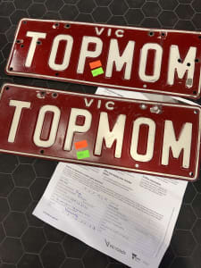 A5021 TOP MOM number plates $395 Melton a1stuff.com.au #a1stuffpawn