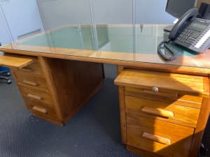 Vintage Partners Desk with Custom Made Glass Top