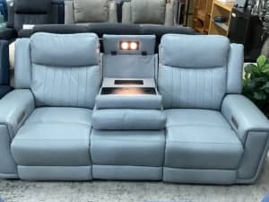Electric Leather Recliner Sofa w/ Lumbar support, USB, Power ports