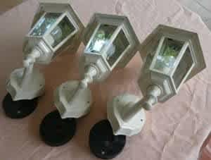 Three As New Exterior Coach Wall Lights with Bevelled Glass Panels