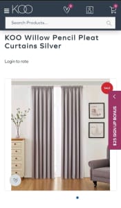 Used KOO Willow Pencil Pleat Curtains Silver