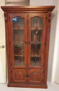Timber cabinet with glass doors and bottom cupboard