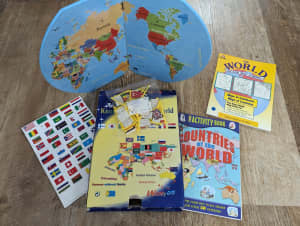 Geography resources - Wooden world map with flags &sticker activity bo
