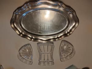 Vintage Atlanta Plate Serving Trays w/Glass Inserts