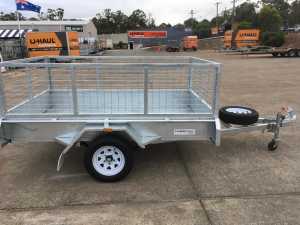 8x5 single axle Longlife galv caged trailer with 600 or 900 cage.