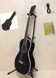 Caraya PARLOR590 Electric-Acoustic Guitar EQ Black Gloss Free Gig Bag