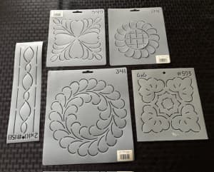 Quilting stencils, clear plastic, set of 5, not used before.