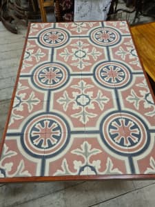 vintage Lovely Tile Top Coffee Table Large Outdoor Timber Framed