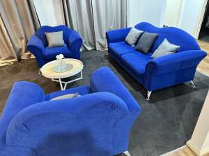 3 piece blue couch set