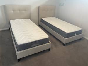 SOLD PENDING PICK UP 2 x Light Grey Single Beds Like New
