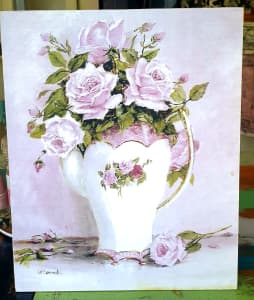 Gail Mccormack signed artwork on board ready to frame Roses in jug
