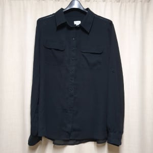 Witchery sheer black long sleeve blouse size 14