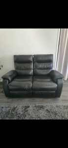 2 seater electric recliner black leather