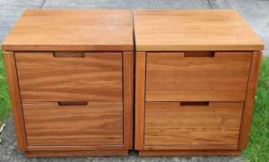pair of bedside tables with runner, h56cm w50cm d43cm