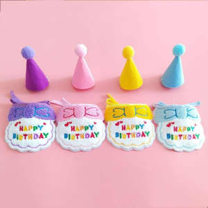 New Birthday Party Pet Hat Bib Set For Cats And Dogs AU