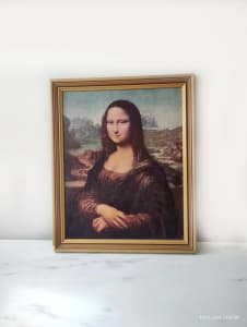 SOLD 🧡 ❤️ Vintage 1946 Mona Lisa Print original Frame Leonardo Da Vin