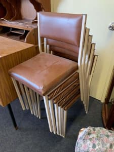 Brown and cream dining room chairs- 6 available - SET or PER PIECE