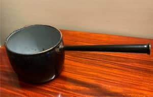 Vintage Enamel Camp Cooking Pot with Pipe Style Handle 