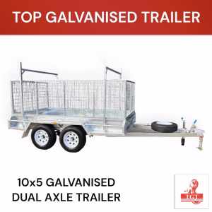 10x5 Tandem Trailer with Cage (900mm) Ladder Racks 2T ATM NEW LIGHT