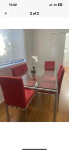 Glass dining table & chairs 