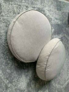 2 x Grey Round Designer 'POND' Cushions. Perfect Condition. MARSFIELD