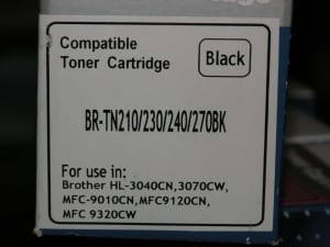 Toner cartridges for a Brother printer.