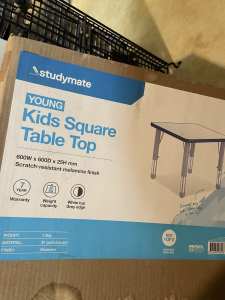 Study mate kids square table scratch free melamine finish