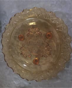 Amber Depression Glass Footed Plate