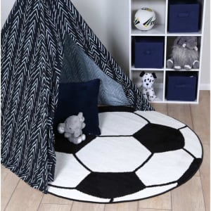 Soccer Ball Football Round Shaped Kids Bedroom Floor Rug Play Mat 80cm