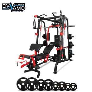 Multi-Station Gym FID Bench 100kg Weight Plates Barbell New