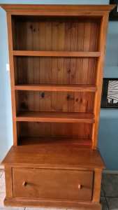 Timber bookcase with drawer