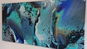 Splash of harmony ~ Original Acrylic fluid art on stretched canvas