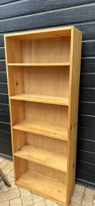 Old solid pine bookcase with 5 fixed shelves