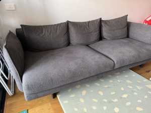 King living zaza deep sofa flex 3 seater in grey fabric