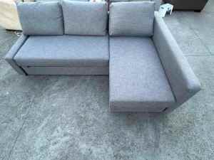 $ Grey color Ikea L shape sofa with storage convert to bed