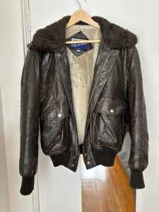 Vintage Style Aviator Style Leather Shell Jacket